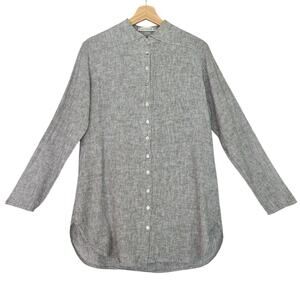 Cut Loose Gray Linen Button Down Tunic- Size Small, Langenlook, Made in USA